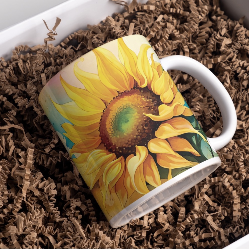 Handmade Sunflower Coffee Cup | New 15oz Sunflower Coffee Mug